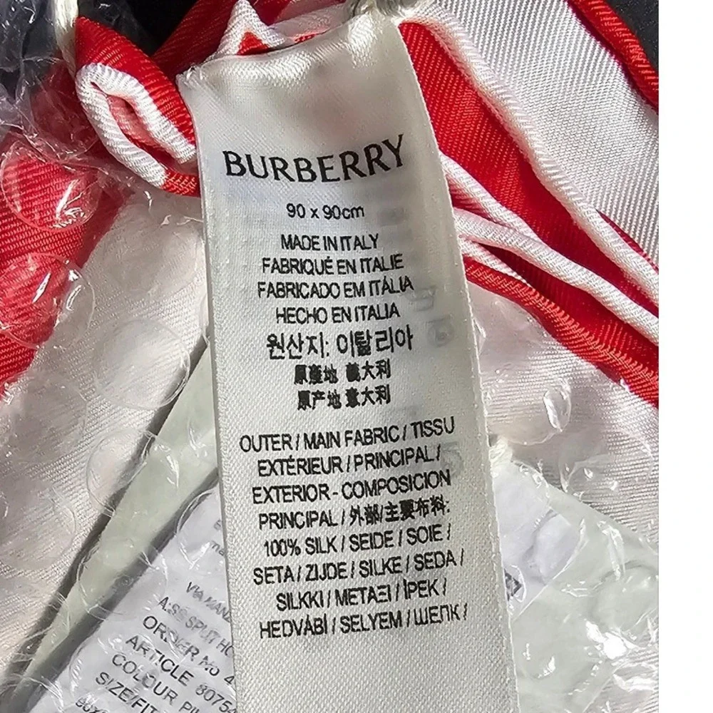 Burberry Split Horse Silk Square Women Red White Equestrian Knight Italian Scarf